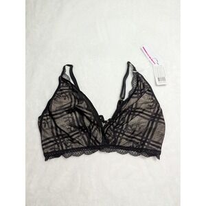 Freya Fatale Noir Black Geometric Lace Plunge Bralette AA401417NOR Womens Large